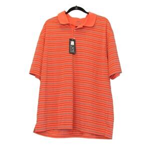 PGA Tour Shirt Mens XXL Coral Striped Athletic Fit Short Sleeves Golf Polo NWOT